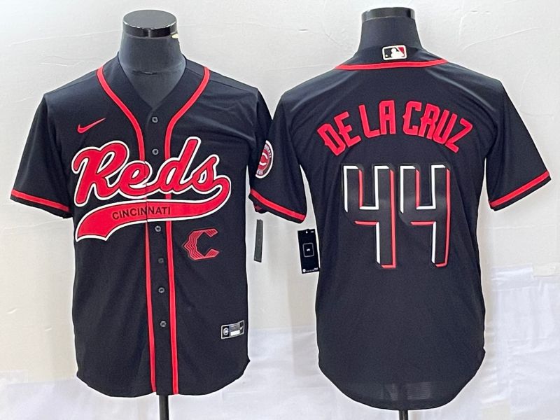 Men Cincinnati Reds 44 De La Cruz Black Nike 2023 Game MLB Jersey2